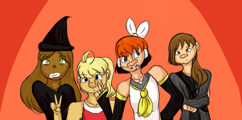 the gang in their halloween costume